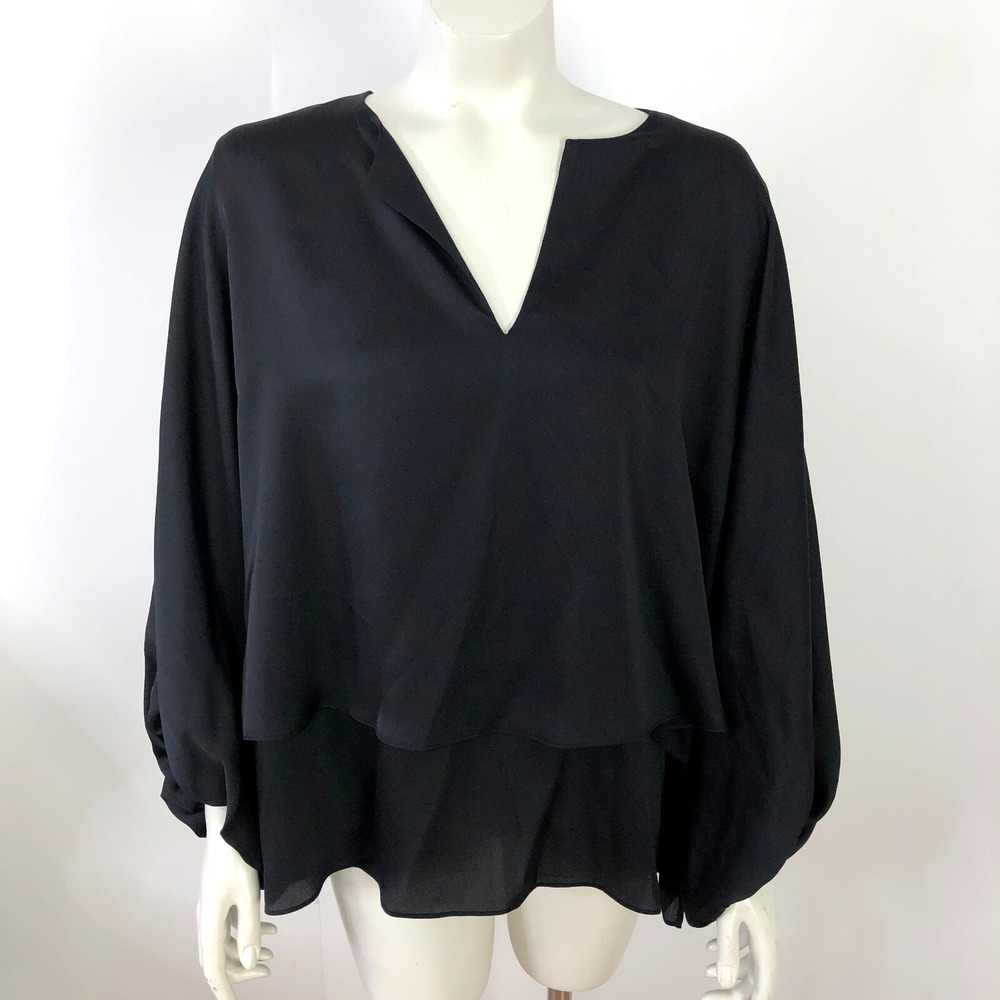 Lafayette 148 NEW $698 XL Smock Pullover Top Blouse Polyester Elastic Cuff HRJ